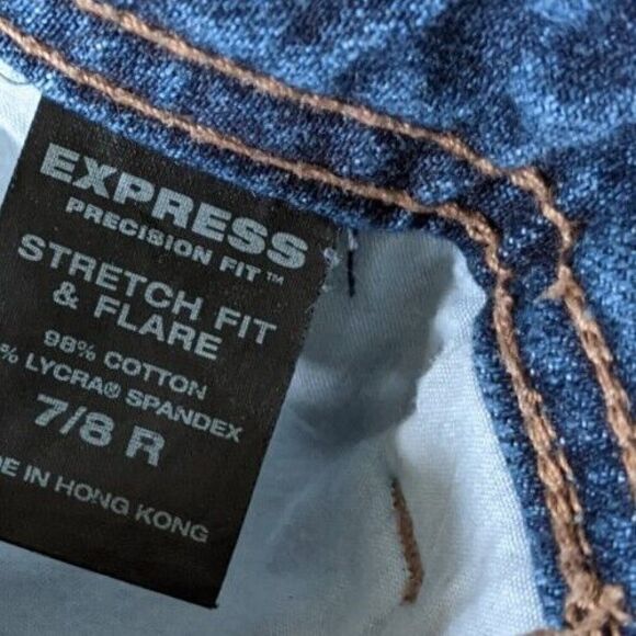 Express Vintage Jean Precision Fit Stretch Fit And Flare Mid Rise Size 7/8 - Picture 8 of 9